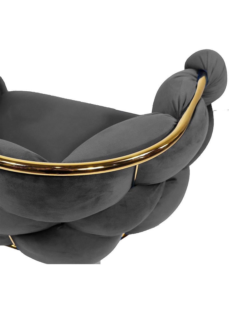 GT-Wheel - Luxury Handmade Accent Chair Modern Velvet Armchair with Gold Metal Legs and Elegant Tufted Back - Image 1