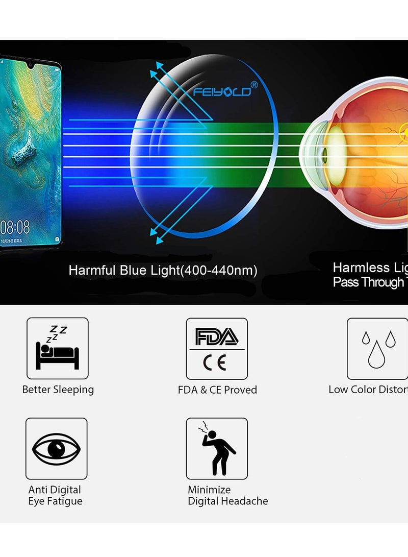 FEIYOLD Blue Light Blocking Glasses Women/Men,Retro Round Anti Eyestrain Computer Gaming Glasses(2Pack) - Image 4