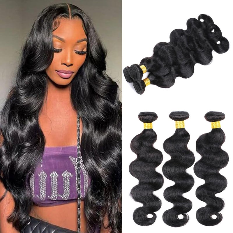 Brazilian Body Wave Human Hair Weave 3 Bundles 10 12 14 inches Body Wave Bundles Human Hair Extensions Real Unprocessed Virgin Hair Weft
