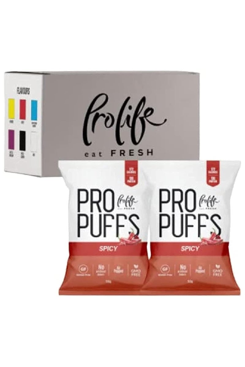 برولايف برو بافس - وجبة خفيفة غنية بالبروتين بنكهة حارة، عبوة من 20 قطعة × 50 غرام - Image 2