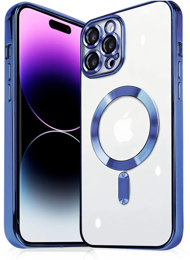 Generic - Full Protection Clear Magnetic Case with Camera Lens Protector Compatible with MagSafe Anti-Scratch Case for iPhone 11 Pro Max(Blue) - Image 1