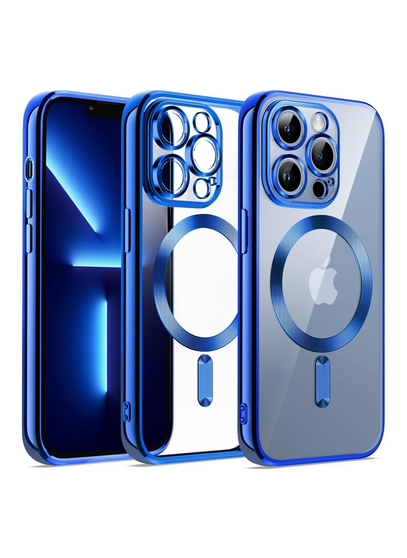 Generic - Full Protection Clear Magnetic Case with Camera Lens Protector Compatible with MagSafe Anti-Scratch Case for iPhone 11 Pro Max(Blue) - Image 1