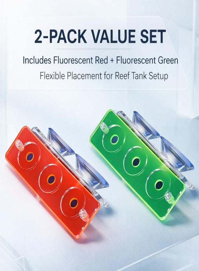 kcrygogo Acrylic Coral Frag Rack with Double Suction Cups, 3 Hole Coral Plug Holder for Reef Tank Aquarium, Fluorescent Green & Fluorescent Red, 2PCS - Image 4