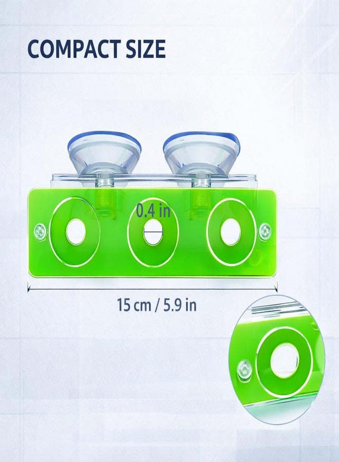 kcrygogo Acrylic Coral Frag Rack with Double Suction Cups, 3 Hole Coral Plug Holder for Reef Tank Aquarium, Fluorescent Green & Fluorescent Red, 2PCS - Image 2