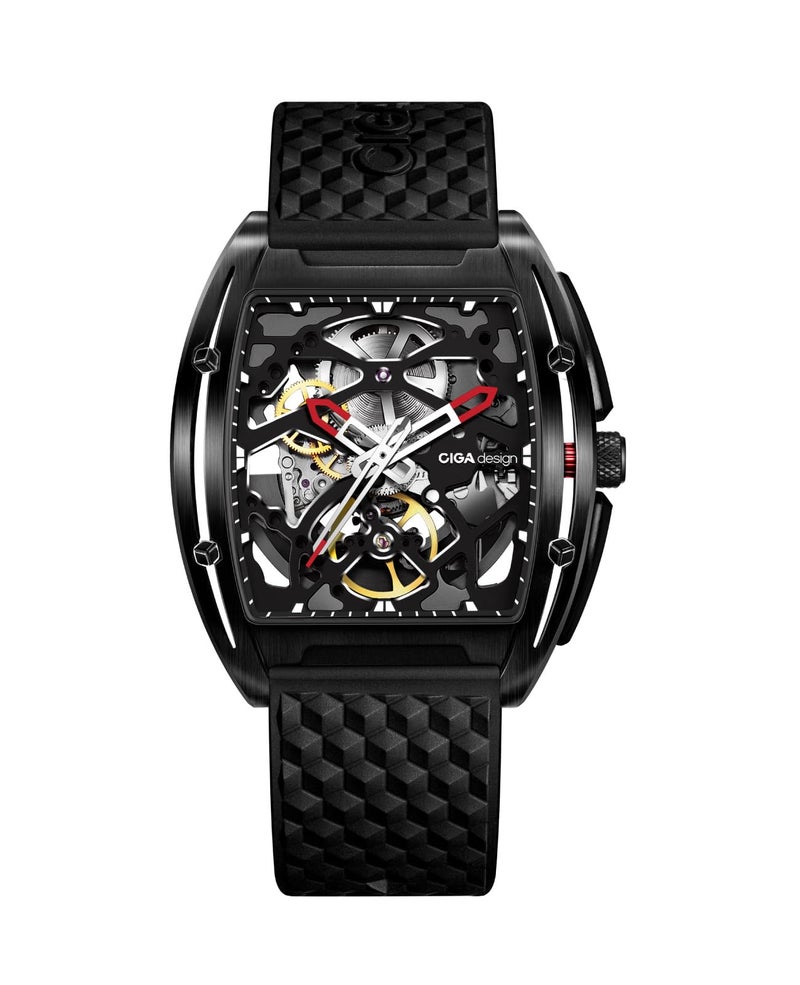 CIGA Design Z Series Automatic Mechanical Watch, Luxury Skeleton Wristwatch Tonneau Stainless Steel Business Dress Waterproof Timepiece Gifts for Men and Women - Image 1