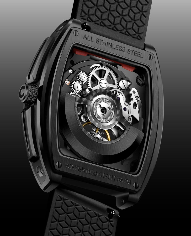 CIGA Design Z Series Automatic Mechanical Watch, Luxury Skeleton Wristwatch Tonneau Stainless Steel Business Dress Waterproof Timepiece Gifts for Men and Women - Image 5
