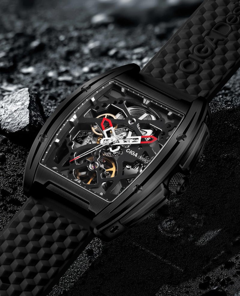 CIGA Design Z Series Automatic Mechanical Watch, Luxury Skeleton Wristwatch Tonneau Stainless Steel Business Dress Waterproof Timepiece Gifts for Men and Women - Image 2