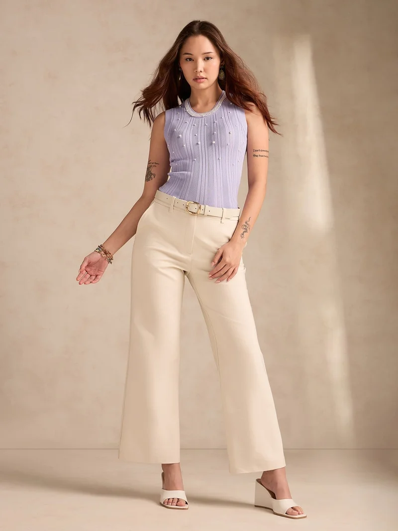 Outzidr Lilac Lilac Studded Neck Tank for Women | Best Price UAE