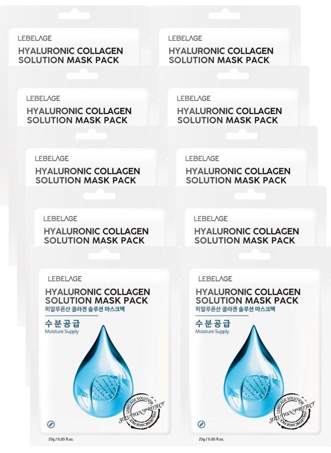 Lebelage HYALURONIC COLLAGEN SOLUTION MASK PACK (PACK OF 10 INDIVIDUAL MASKS) | KOREAN MADE SKIN CARE  - Image 1