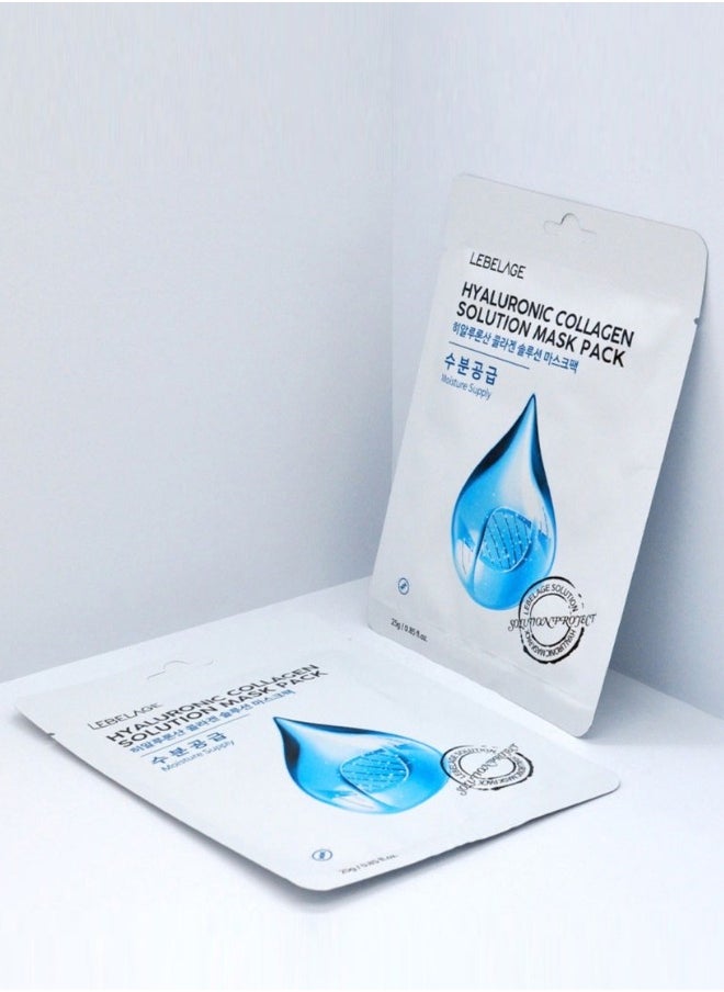 Lebelage HYALURONIC COLLAGEN SOLUTION MASK PACK (PACK OF 10 INDIVIDUAL MASKS) | KOREAN MADE SKIN CARE  - Image 5