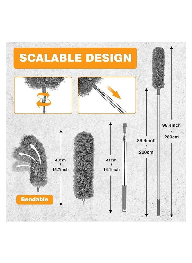 Microfiber Feather Duster with Bendable & Extendable Telescopic Stick 2.8m SM-36044