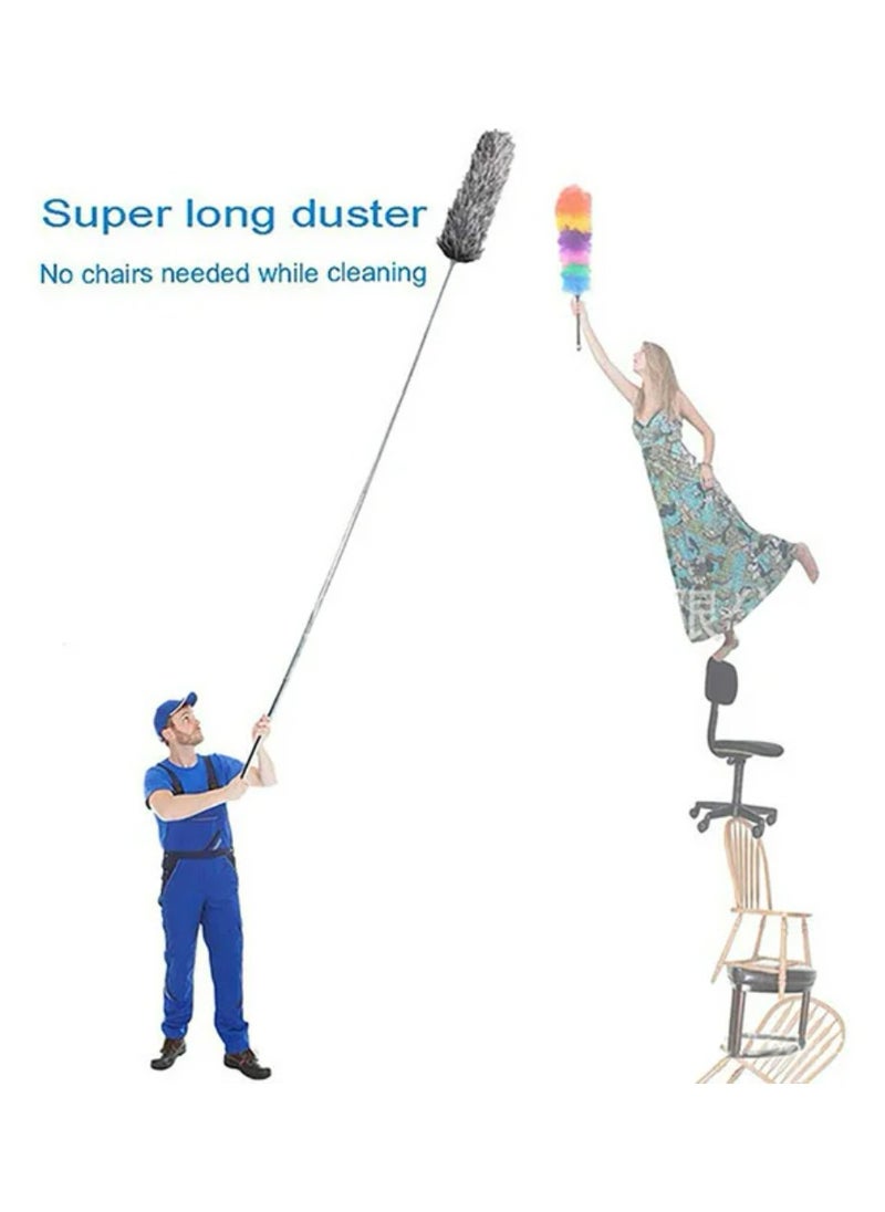 Microfiber Feather Duster with Bendable & Extendable Telescopic Stick 2.8m SM-36044