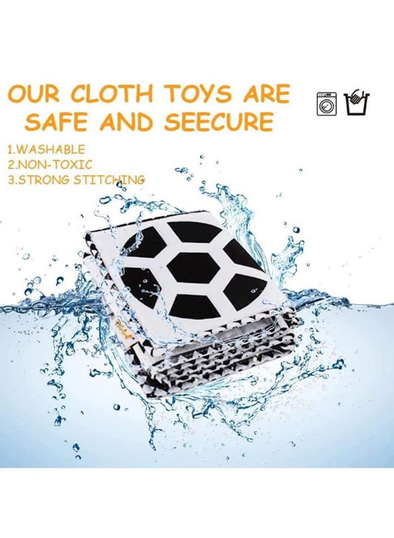 MIXDE Black and White High Contrast Soft Cloth Book, for Baby Infant Tummy Time Baby Book Folding Educational Activity Cloth Book Crib Toys for 0 3 6 Months Boys Girls Newborn (owl) - Image 4