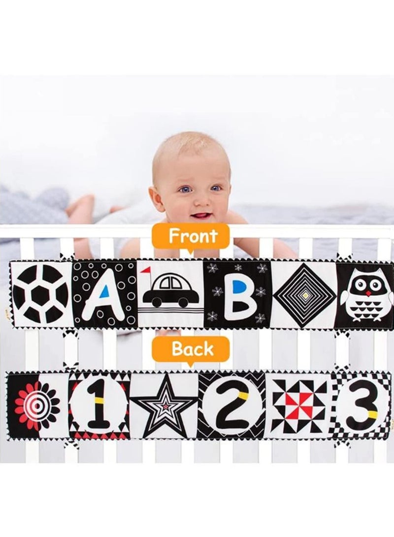 MIXDE Black and White High Contrast Soft Cloth Book, for Baby Infant Tummy Time Baby Book Folding Educational Activity Cloth Book Crib Toys for 0 3 6 Months Boys Girls Newborn (owl) - Image 2