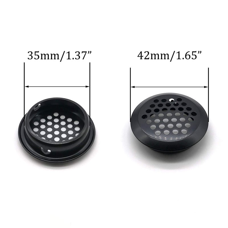 NACX 20Pcs Air Vents 35mm Circular Soffit Vent Stainless Steel Round Vent Mesh Hole Louver for Kitchen Bathroom Cabinet Wardrobe (Black) - Image 2