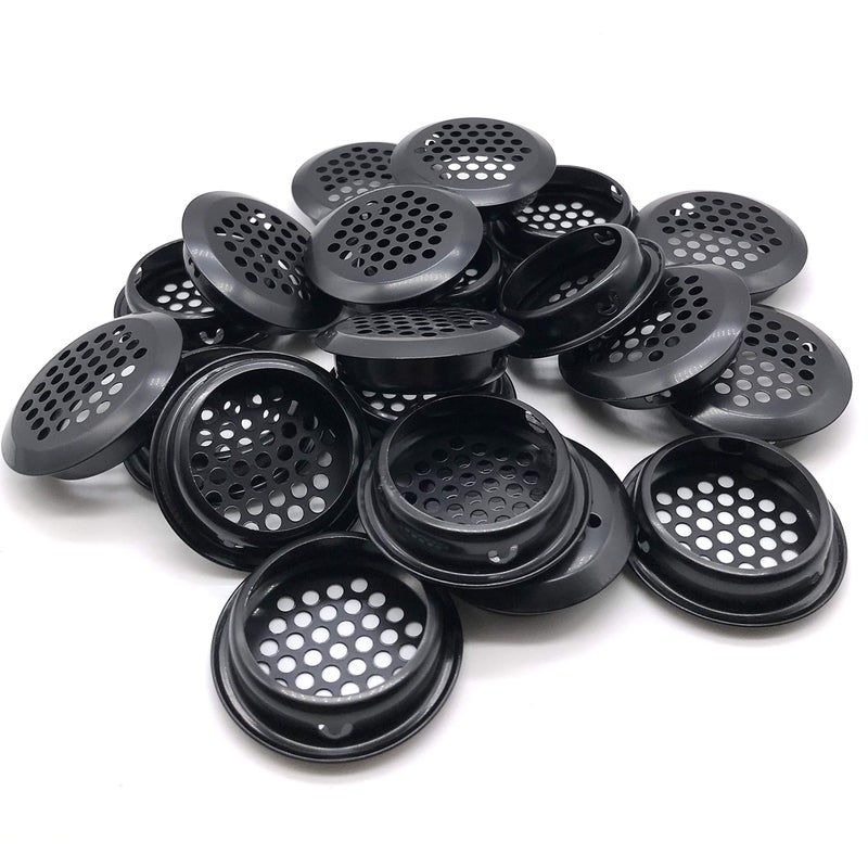 NACX 20Pcs Air Vents 35mm Circular Soffit Vent Stainless Steel Round Vent Mesh Hole Louver for Kitchen Bathroom Cabinet Wardrobe (Black) - Image 1