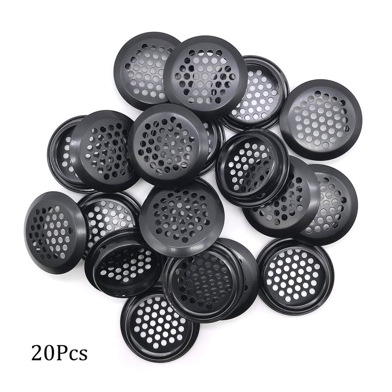 NACX 20Pcs Air Vents 35mm Circular Soffit Vent Stainless Steel Round Vent Mesh Hole Louver for Kitchen Bathroom Cabinet Wardrobe (Black) - Image 3