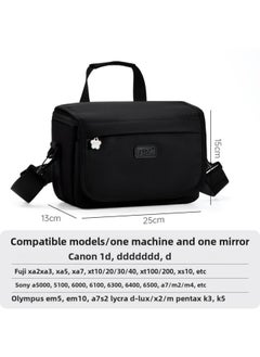 Generic SLR Camera Bag Shoulder Bag Casual Bag Crossbody Canon Photography Bag Micro Single Bag Portable Storage Bag Fuji Bag-Color:Medium Black  - Image 1