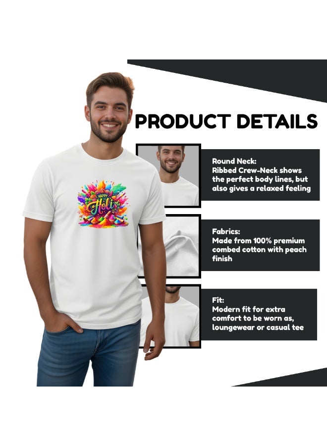 PRINTSHOP4ME Holi Celebration - Matching Couple Holi T-Shirts - Holi Couple T-Shirts - Holi Matching Men's Women's Couples Round Neck Holi T-Shirts - Image 5