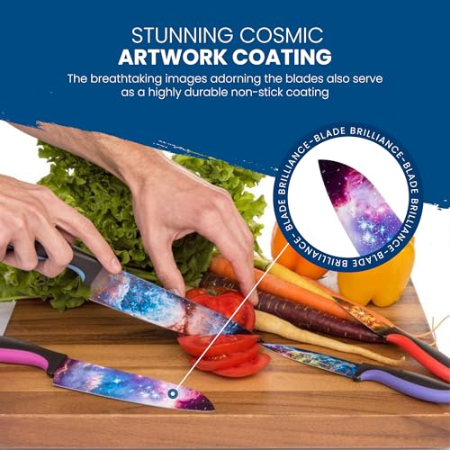 CHEF'S VISION Cosmos Knife Set - 6-Piece Stainless Steel Cutting Knives Set for Kitchen with Vibrant Cosmos Design - Great House Warming Gift for Women or Men - Unique Kitchen Knife Set Gift - Image 2