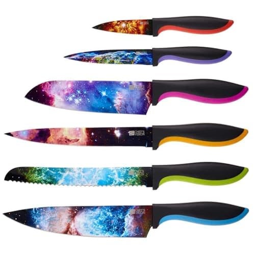 CHEF'S VISION Cosmos Knife Set - 6-Piece Stainless Steel Cutting Knives Set for Kitchen with Vibrant Cosmos Design - Great House Warming Gift for Women or Men - Unique Kitchen Knife Set Gift - Image 1