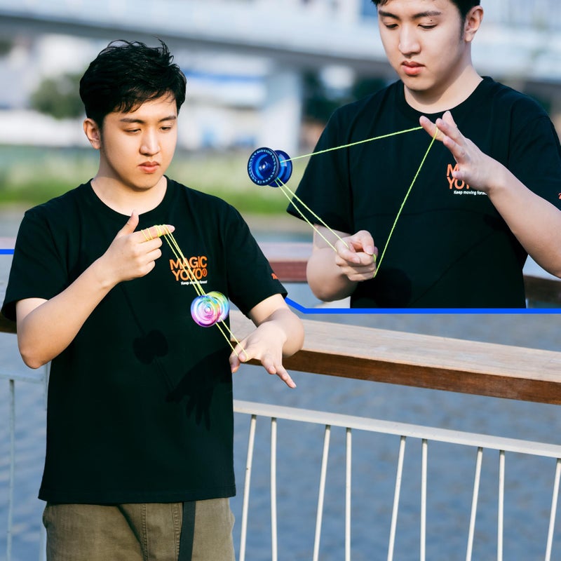 MAGICYOYO Responsive Yoyos for Beginner, Plastic Dual Purpose Pro Yo yo 2 Pack Gradient Yo-Yo K2 + Kids Yoyo K1 with 12 Yo-yo Strings, Yoyo Case + Accessories Kit (K2 Gradient + K1 Dark Blue) - Image 5