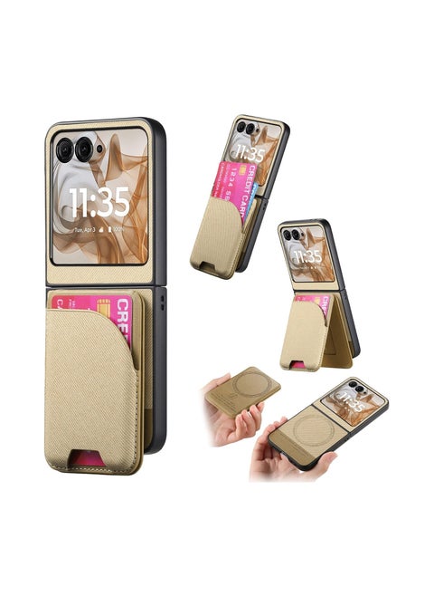 Phone case compatible with Motorola Razr 60 Ultra with magnetic removable card holder, anti-fingerprint and anti-scratch protective case for Moto Razr 60 Ultra