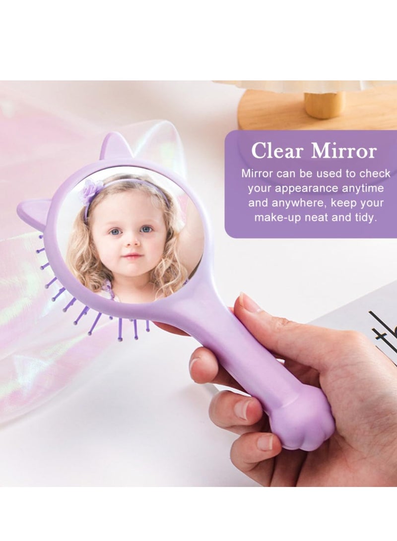 SOLARAE Detangling Hair Brush, 2Pcs Mirror Cute Cat Shape Hair Brush Air cushion Comb, Ergonomic Design For All Hair Types - Image 5