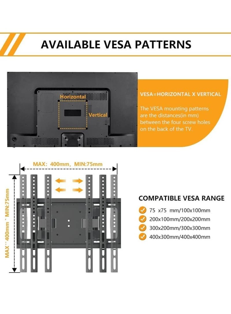TIGER Universal TV Stand – Wall Mount with Rugged Double Arm Bracket, Fits 26-75 Inch TVs, Supports up to 40kg - Image 4