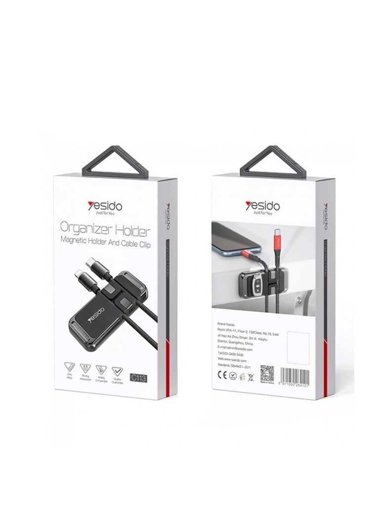 YESIDO C113 Mini Zinc Alloy Magnetic Sheet Cable Clip Car Phone Holder - Image 4