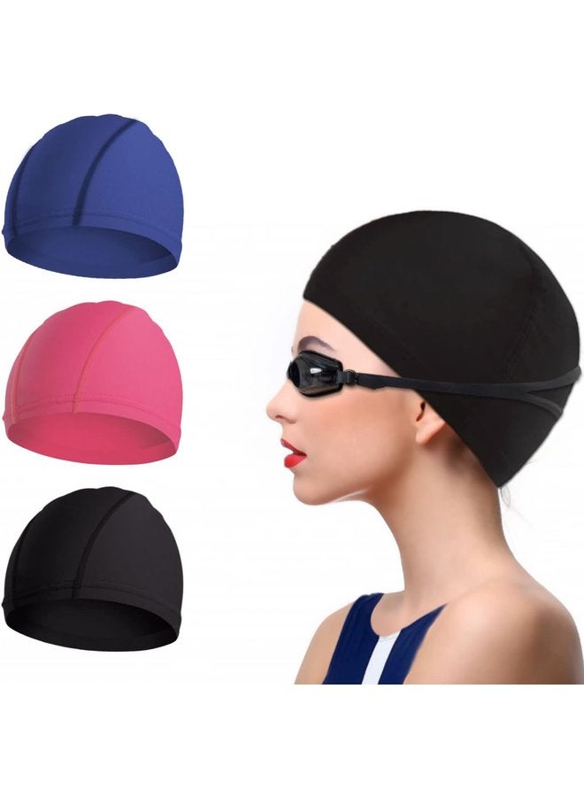 أوزيغالور 3 قطع قبعات سباحة مريحة وممتدة للجنسين - نسيج بوليستر عالي الجودة، خفيف الوزن للرياضات المائية، 3 ألوان - Image 1