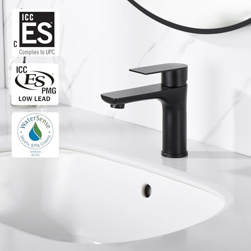 SUMERAIN Stainless Steel Bathroom Sink Faucet Lead-Free Matte Black Lavatory Faucet Single Handle - Image 3