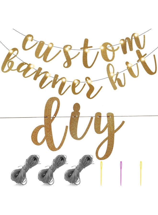 TaoBary 167 Pcs DIY Banner Kit Happy Birthday Glitter Banner Customizable Glitter Make Your Own Kit 162 Letters Symbols and Numbers 3 Rope for Birthday Halloween Wedding Christmas(Champagne Gold) - Image 3
