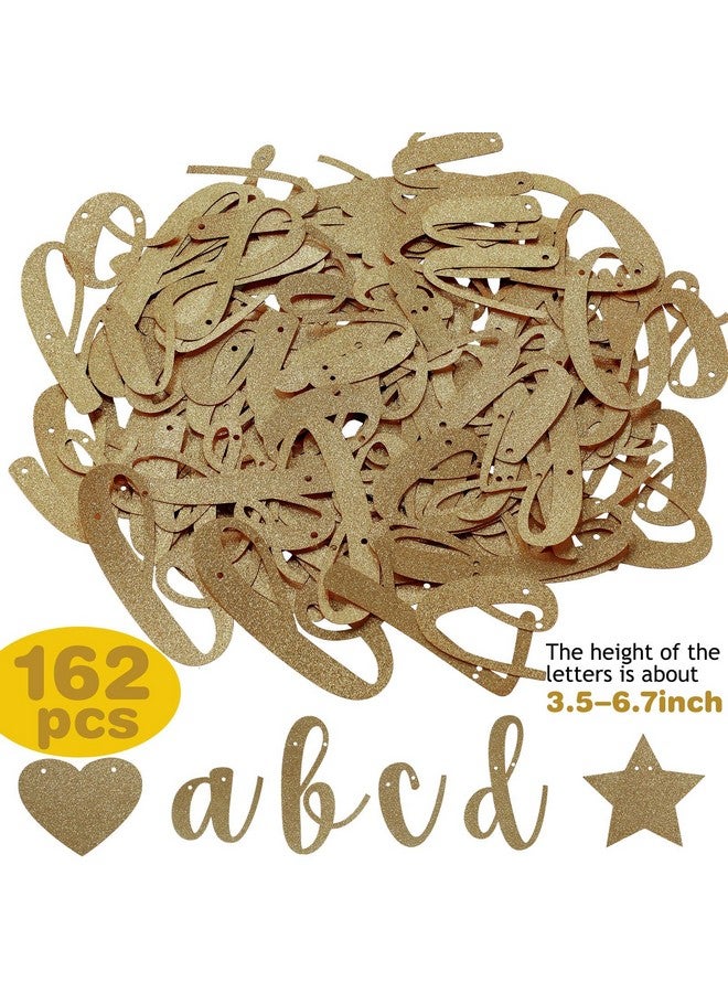 TaoBary 167 Pcs DIY Banner Kit Happy Birthday Glitter Banner Customizable Glitter Make Your Own Kit 162 Letters Symbols and Numbers 3 Rope for Birthday Halloween Wedding Christmas(Champagne Gold) - Image 4