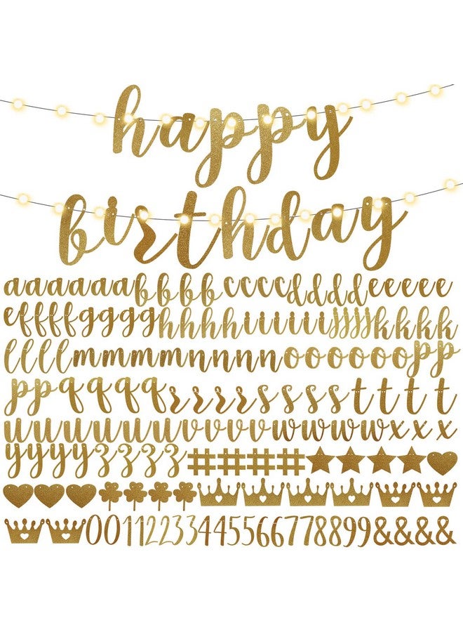 TaoBary 167 Pcs DIY Banner Kit Happy Birthday Glitter Banner Customizable Glitter Make Your Own Kit 162 Letters Symbols and Numbers 3 Rope for Birthday Halloween Wedding Christmas(Champagne Gold) - Image 1