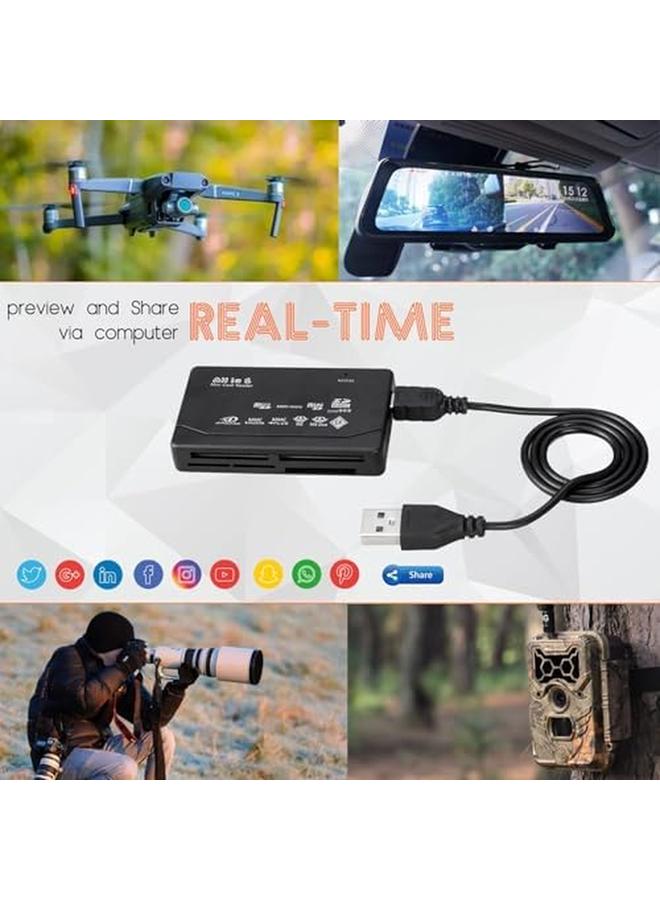 erorex 6 In 1 Memory Card Reader Universal Usb Card Reader For Sd Micro Sd Cf Xd Ms Pro M2 Card - Image 5