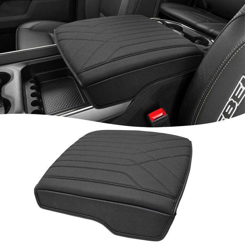 KBH Center Console Armrest Cover for 2019-2026 Dodge Ram 1500 2500 3500 5th Gen, Arm Rest Cushion Pad Protector, Vinyl Leather, Black (Fits Bucket Seat Only) - Image 1