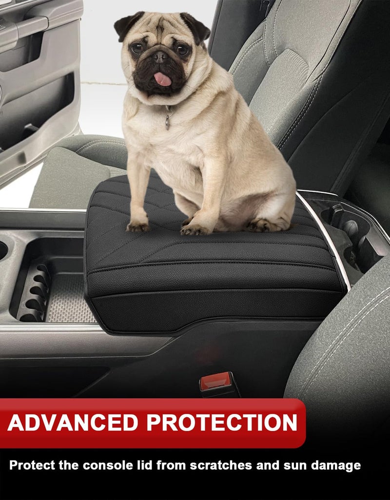 KBH Center Console Armrest Cover for 2019-2026 Dodge Ram 1500 2500 3500 5th Gen, Arm Rest Cushion Pad Protector, Vinyl Leather, Black (Fits Bucket Seat Only) - Image 3