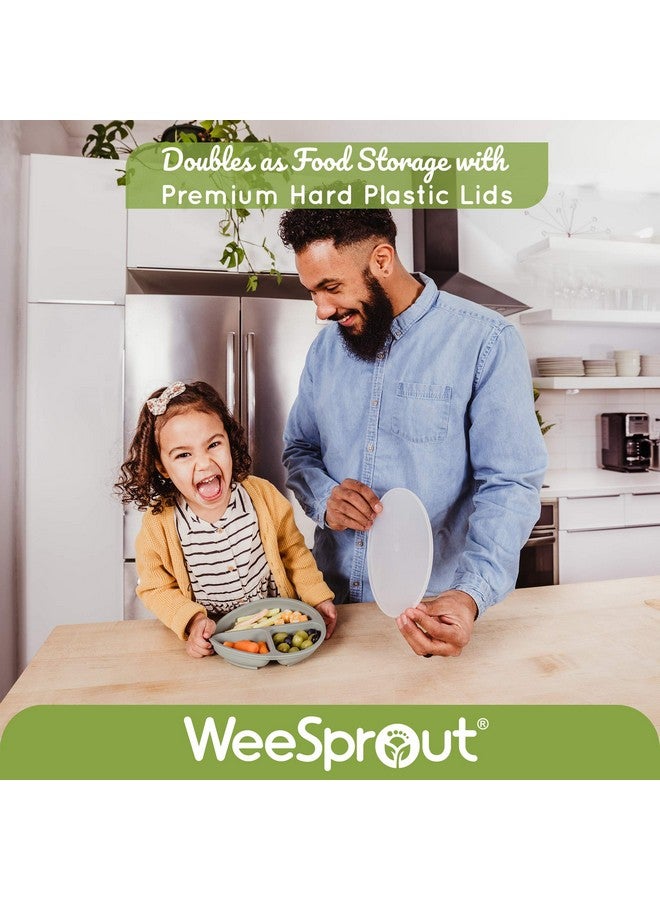 وي سبراوت أطباق شفط WeeSprout مع أغطية للأطفال الصغار والرضع - 100% سيليكون، أدوات مائدة تبقى ثابتة، تصميم مقسم للأطفال الذين يتناولون الطعام بشكل انتقائي، آمنة للاستخدام في الميكروويف وغسالة الأطباق، عبوة من 3 قطع - Image 5