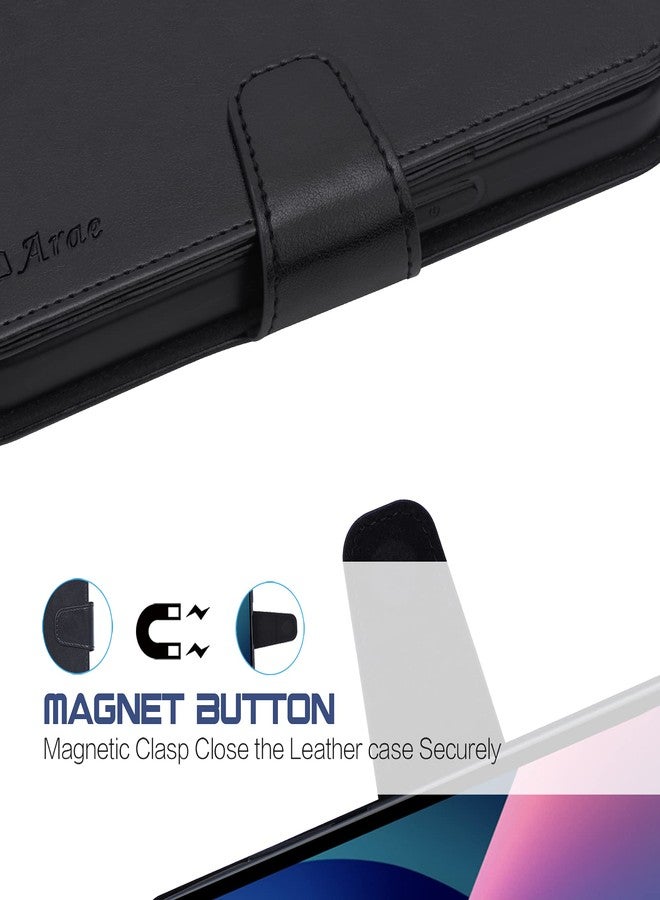 Arae Compatible with iPhone 13 Wallet Case with Card Holder and Wrist Strap for Women and Men Phone Case Flip Cover for iPhone 13 6.1 inch-Black - Image 5