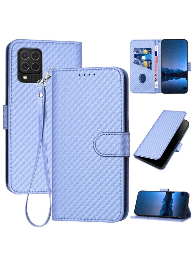 اس-توب جراب لهاتف Samsung Galaxy M62 / F62 YX0070 جراب هاتف من ألياف الكربون مع مشبك من الجلد مع حبل - Image 1