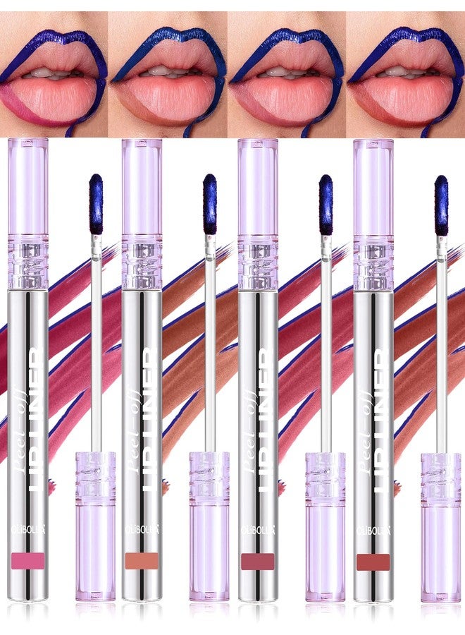 BANGFENG 4Pcs Peel Off Lip Liner Stain Set - 24H Color Hold Long-Lasting, Smudge-Proof, Waterproof Nude Matte Lip Tint, Non-Fading Peel Off Lip Color, Effortless Precision & Full Coverage - Image 1