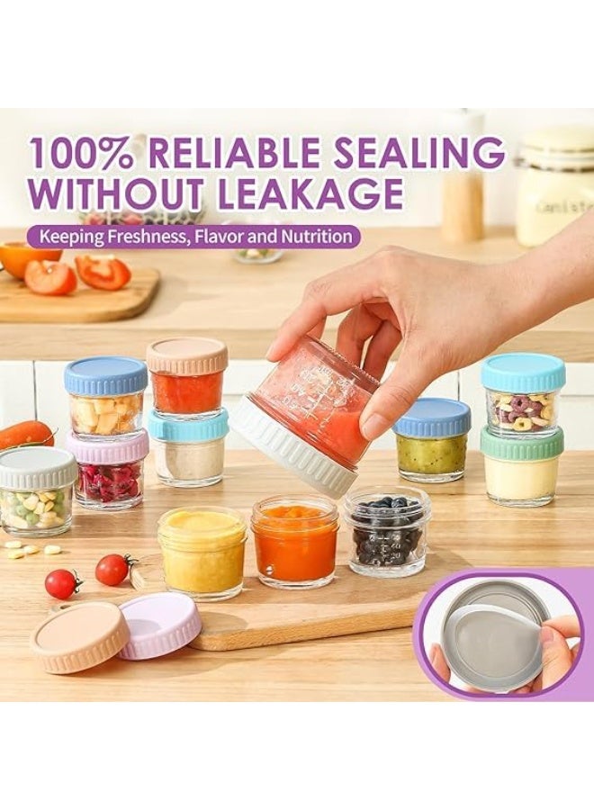 ديوتي عبوة من 6 عبوات زجاجية لتخزين الطعام سعة 120 مل، مزودة بأغطية محكمة الغلق مانعة للتسرب، برطمانات قابلة لإعادة الاستخدام وآمنة للأطفال، للوجبات الخفيفة والصلصات وتحضير الوجبات. - Image 2