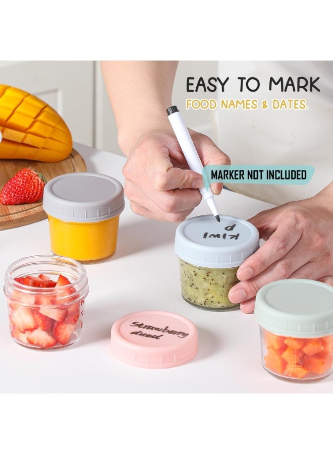 ديوتي عبوة من 6 عبوات زجاجية لتخزين الطعام سعة 120 مل، مزودة بأغطية محكمة الغلق مانعة للتسرب، برطمانات قابلة لإعادة الاستخدام وآمنة للأطفال، للوجبات الخفيفة والصلصات وتحضير الوجبات. - Image 3