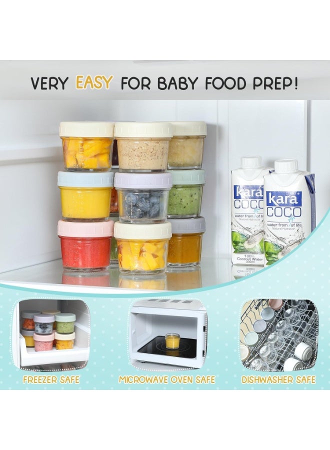 ديوتي عبوة من 6 عبوات زجاجية لتخزين الطعام سعة 120 مل، مزودة بأغطية محكمة الغلق مانعة للتسرب، برطمانات قابلة لإعادة الاستخدام وآمنة للأطفال، للوجبات الخفيفة والصلصات وتحضير الوجبات. - Image 4