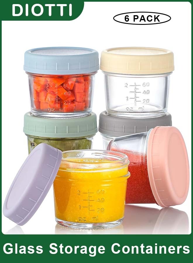 ديوتي عبوة من 6 عبوات زجاجية لتخزين الطعام سعة 120 مل، مزودة بأغطية محكمة الغلق مانعة للتسرب، برطمانات قابلة لإعادة الاستخدام وآمنة للأطفال، للوجبات الخفيفة والصلصات وتحضير الوجبات. - Image 1