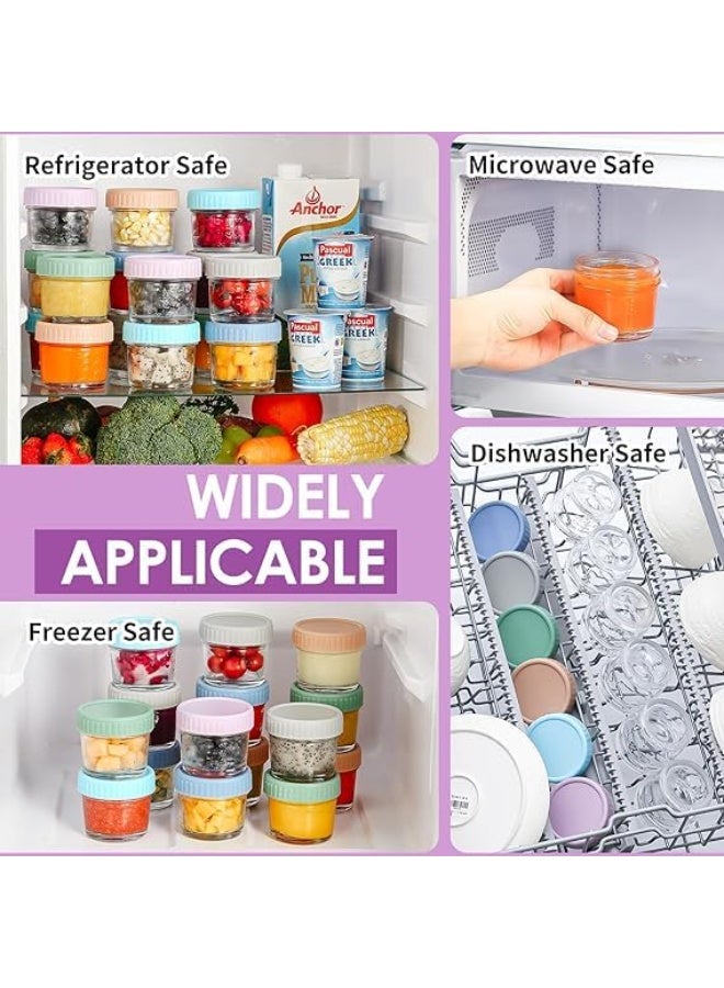 ديوتي عبوة من 6 عبوات زجاجية لتخزين الطعام سعة 120 مل، مزودة بأغطية محكمة الغلق مانعة للتسرب، برطمانات قابلة لإعادة الاستخدام وآمنة للأطفال، للوجبات الخفيفة والصلصات وتحضير الوجبات. - Image 5