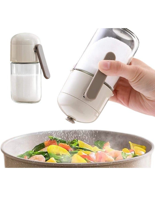 Glass Salt Shaker with Adjustable Dispenser, Grey - Image 1
