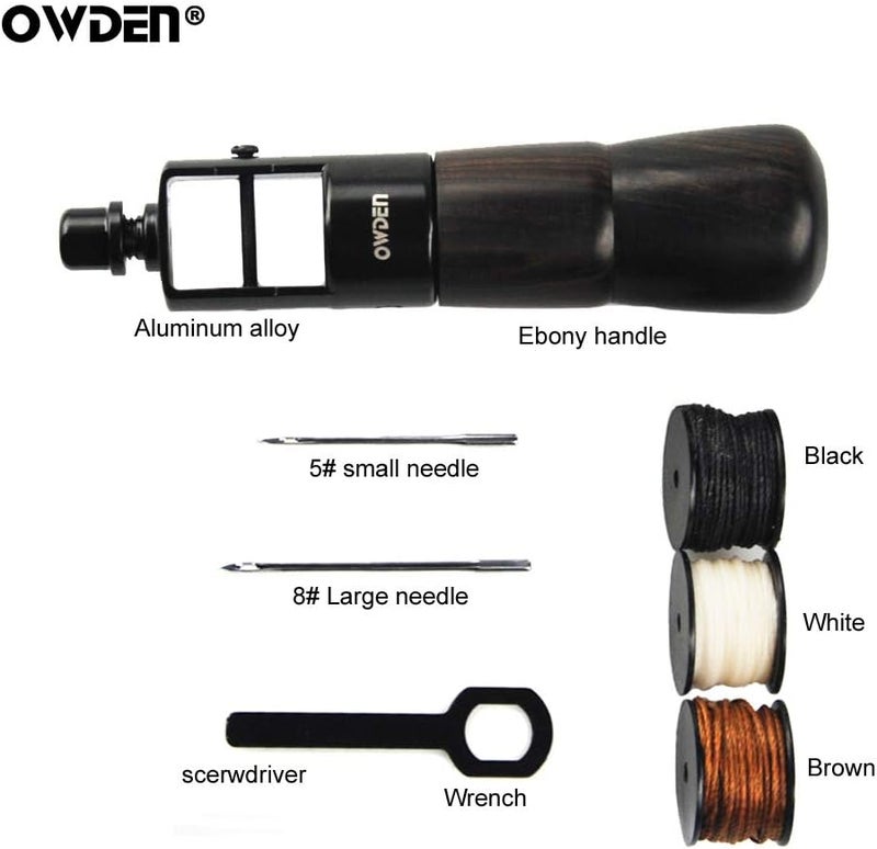 OWDEN Professional Leathercraft Stitch awl tool, Leather Sewing Awl tool for leather,Belt,Canvas,Fabric,Bag repair lockstitch tool set.Speedy Stitcher Professional leather craft tool.(3 Thread Colors) - Image 2