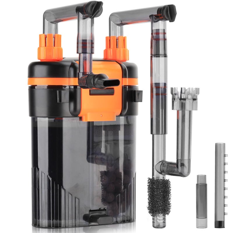 hygger External Hang-On-Back Canister Aquarium Filter,Quiet Fish Tank Filter with 3-Stage Filtration,Anti-Dry Burn Motor,Adjustable Flow,Oil Skimmer,Duckbill Nozzle,Shower Spray Bar (7W,20-40 gal) - Image 1